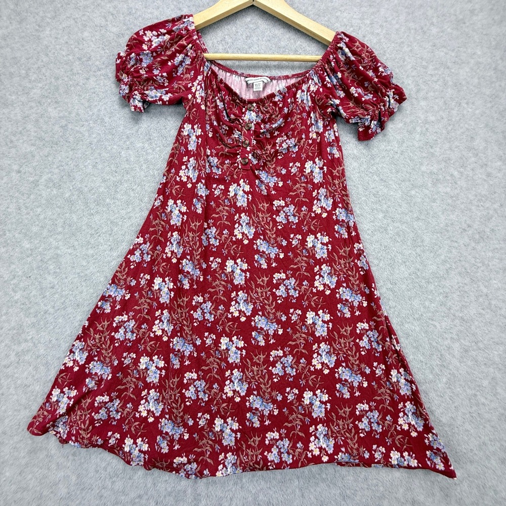 American Eagle Outfitters Floral Off‎ Shoulder Dress Women XS Red cottagecore